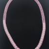 drahtgestrickte Halskette, rose  mit weißen Perlen Bild 2