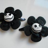 Skull  Blume Stoff schwarz Totenkopf ,Haarspange ,cosplay, Spitze, Bild 1