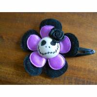 Skull  Blume Stoff lila / schwarz Totenkopf ,Haarspange ,cosplay, Satin Bild 1