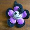 Skull  Blume Stoff lila / schwarz Totenkopf ,Haarspange ,cosplay, Satin Bild 2