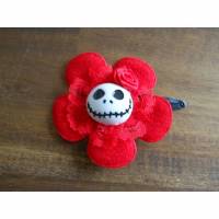 Skull  Blume Stoff rot Totenkopf ,Haarspange ,cosplay, Spitze, Bild 1