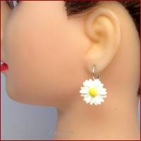 ❋ Ohrringe "Daisy Bell"  Gänseblümchen Margerite weiß gelb, versilbert L/M  ❋ Bild 1