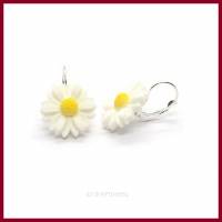 ❋ Ohrringe "Daisy Bell"  Gänseblümchen Margerite weiß gelb, versilbert L/M  ❋ Bild 2