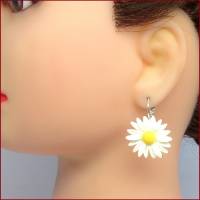 ❋ Ohrringe "Daisy Bell"  Gänseblümchen Margerite weiß gelb, versilbert L/M  ❋ Bild 3
