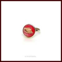 Ring "Undine" Cabochon 14mm mit Muschel in div. Farben, versilbert/rose vergoldet Bild 1