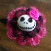 Skull  Blume Stoff pink  / schwarz Totenkopf ,Haarspange ,cosplay, Satin Bild 3