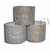 Bestickte Banderolen für Toilettenpapier Geschäftspapier grau witzige Geschenkidee lustige Texte Männergeschenke Bad Bild 1