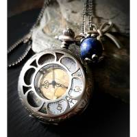 Kettenuhr, Uhr, Damenuhr,Vintage-Stil,Uhrenkette, Halskette mit Uhr ,Bicolor Bild 1