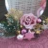 Türkranz Kranz Frost Rose Weihnachten Deko Winter Advent Weihnachtsdeko goldfarben rosa Bild 4