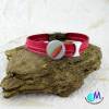rotes Leder Armband mit  handgearbeiteter Schiebeperle   ART 4083 und Edelstahl Verschluss Bild 2
