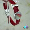rotes Leder Armband mit  handgearbeiteter Schiebeperle   ART 4083 und Edelstahl Verschluss Bild 4