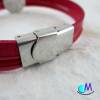 rotes Leder Armband mit  handgearbeiteter Schiebeperle   ART 4083 und Edelstahl Verschluss Bild 6
