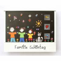 Briefkasten Familie in 2 Farbvarianten, Postkasten personalisiert, handbemalt, individuell, Wunschname, Wunschfiguren, Unikat Bild 1