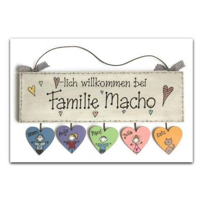 Türschild aus Holz für Familien mit Namen personalisiert. Holzschild, Haustürschild, Familienschild, Namensschild.