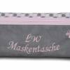 Waschbare Masken-Tasche grau rosa pink Stickerei / Mundschutz-Beutel Masken-Etui mit Monogramm Damen Herren Kinder Bild 2