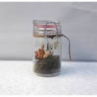 Trockenblumendeko, Trockenblumen im Glas, Tischdeko, Tischgesteck aus Trockenblumen, Sommerdeko, orange Bild 1