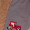 Baby-Pumphosen Traktor-Applikation flauschiger Sweatstoff taupe Schlupfhosen Krabbelhosen Haremshosen Gr. 68 bis 110 Bild 3