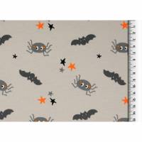 Jersey Baumwolljersey "Halloween" Spinnen und Fledermäuse auf grau Oeko-Tex Standard 100(1m/12,-€) Bild 1