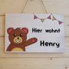 Türschild für Kinderzimmer, Kinderzimmerschild, Namensschild aus Holz personalisiert mit Name, Motiv: Teddybär Bild 3