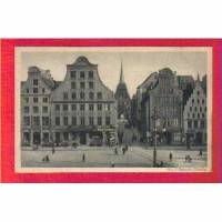 Ansichtskarte - Rostock Markt mit Steintor - ca. 1925 - Künstlerische Städte-Postkarte Bild 1