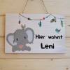Türschild für Kinderzimmer, Kinderzimmerschild, Namensschild aus Holz personalisiert mit Name, Motiv: Elefant mit Herz Bild 3