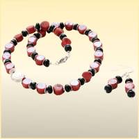 Halskette Edelsteinkette Korallenkette Schaumkoralle Onyxkette schwarz-rot Bild 4