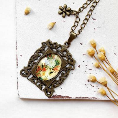 Vintage Uhr Kette Bronze | Nostalgischer Halsschmuck | Geschenkidee für Frauen