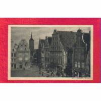 Ansichtskarte - Rostock Markt mit Nikolaikirche - ca. 1925 - Künstlerische Städte-Postkarte Bild 1