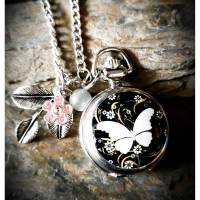 Kettenuhr, Damenuhr, Uhr, Uhrenkette, Quarzuhr, Schmetterling Bild 1
