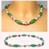 Halskette "Rosanna" grüner Aventurin, Tricolor Jade, Süsswasser-Perlen, antik silberf., Magnetverschluss Bild 2