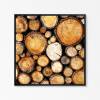 Holz, Holzstapel, wärmendes Wandbild im Quadrat, Fotografie von gestapelten Holzästen, Brauntöne und Schwarz, Größe 30 x 30 cm Bild 2