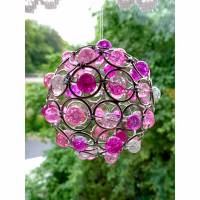 Sonnenfänger/Suncatcher Ornamentkugel mit Perlen Rosa/Pink Bild 1