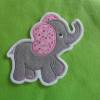 Applikation / Aufnäher niedlicher Elefant grau / rosa Bild 2