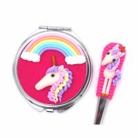 Taschenspiegel mit Einhorn und Regenbogen aus Fimo - in Geschenkbox Bild 1