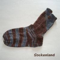 handgestrickte Socken, Strümpfe Gr. 44/45, in braun und grau, Herrensocken, Einzelpaar Bild 1