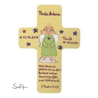 Schutzengelkreuz für Mädchen Taufkreuz, Kinderkreuz Geschenk zur Taufe / Geburt Bild 1