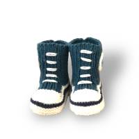 Gestrickte sportliche Baby-Schuhe MiNiS  im Sneaker - Look aus Mikrofaser in petrol Bild 2