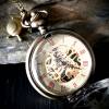 Kettenuhr mit sichtbarem Uhrwerk ,mechanisch, Uhr, Kette, Damenkette, Blüte Bild 2