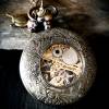 Kettenuhr mit sichtbarem Uhrwerk ,mechanisch, Uhr, Kette, Damenkette, Blüte Bild 3