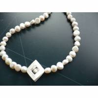 Handgefertigte ,ausgefallene Süßwasser Perlen Kette,Echte Perlenkette,Exclusive Perlenkette mit Echt Silber,Perlenkette modern,Süßwasser Perlenkette