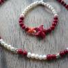 Echte Bambuskorallen-Süßwasser Perlenkette,Echte Perlenkette,Rote Perlenkette,Geschenk für Frauen,Brautschmuck,Süßwasser Perlenkette ,Perlenkette Braut Bild 7