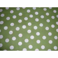 8,60 EUR/m Stoff Baumwolle große Punkte weiß auf grün / tannengrün 25mm / retro Bild 1