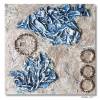 Acrylbild mit brüchiger spannenden Struktur, Collage mit Steinen und Papier in Blau und Nougat, Wanddekoration auf Leinwand Bild 2