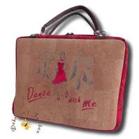 Bestickte naturfarbene Korktaschen Handtaschen Tasche mit Stickerei Tanzen Tanzschuhtasche Geschenkidee für Damen Bild 1