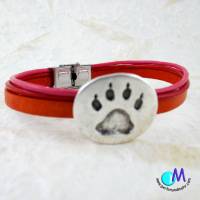 Hundepfote rotes echt Leder Armband  in Wunschlänge ART 4108 Bild 1