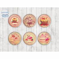 156 - Motivcabochon Set, Glascabochons Handmade Kuchen Cupcake Muffin Bild 1