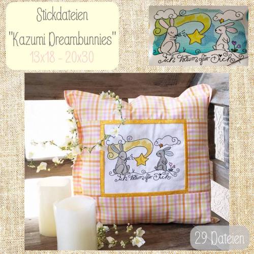 Digitale Stickdatei  "Kazumi Dreambunnies" für den 13x18 - 20x30 cm (5x7 - 8x12") Stickrahmen