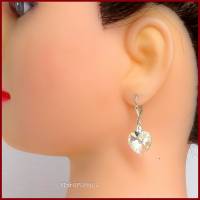 Ohrringe "Coralie" mit facettierten Kristall- Herzchen clear (AB) /versilbert Bild 1