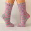 handgestrickte Socken, Strümpfe Gr. 40/41, Damensocken in rosa, grau und weiß, Einzelpaar Bild 2