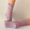 handgestrickte Socken, Strümpfe Gr. 40/41, Damensocken in rosa, grau und weiß, Einzelpaar Bild 3